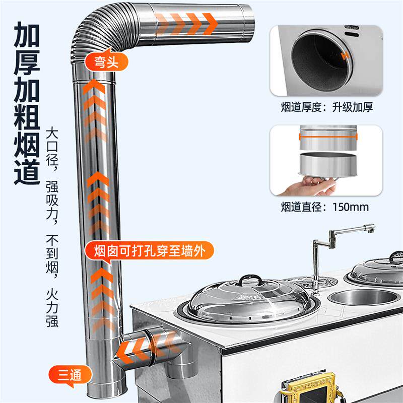 新款农村家用烧木柴可移动炉灶高端岩板双铁锅柴火灶台加厚大锅灶