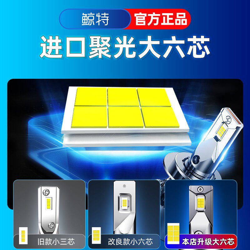 鲸特强光汽车LED大灯h1h11灯泡h7超亮h4远近一体9005改装9012车灯