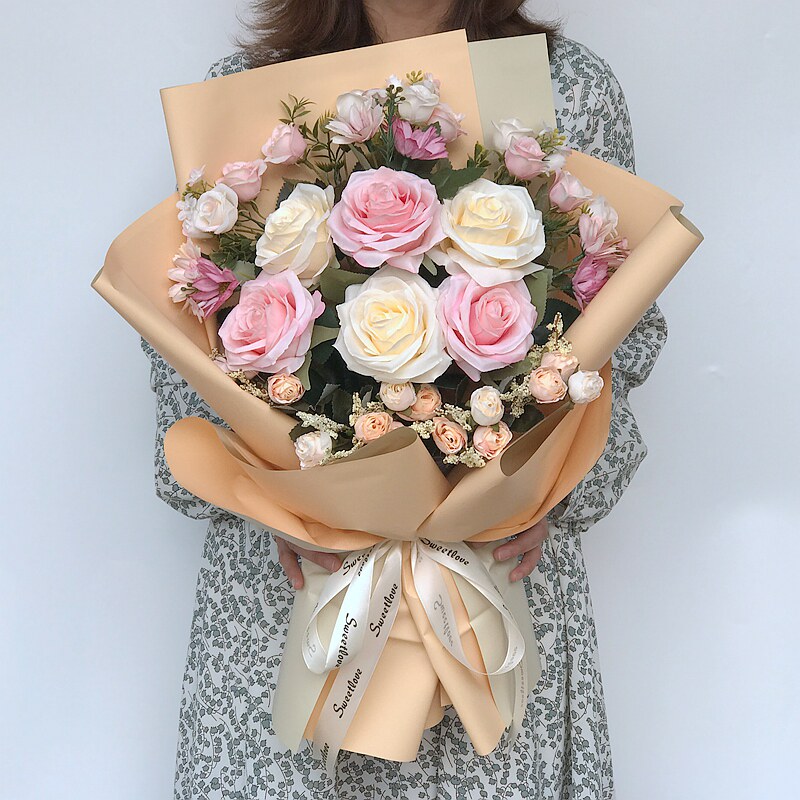 假玫瑰花仿真花束大颁奖年会手捧花毕业交车拍照道具母亲节生日女