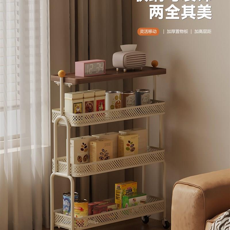 可移动边几沙发侧边窄缝收纳小推车客厅创意家用小型铁艺置物边桌