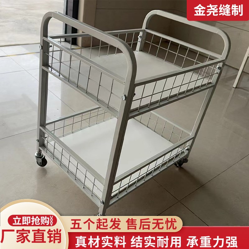 服装厂高栏周转车手推车生产线物料车带口双层式搬运车带轮手推车