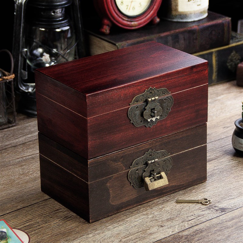 香樟木带锁小木箱实木樟木箱木质木制收藏收纳盒子储物木盒箱子