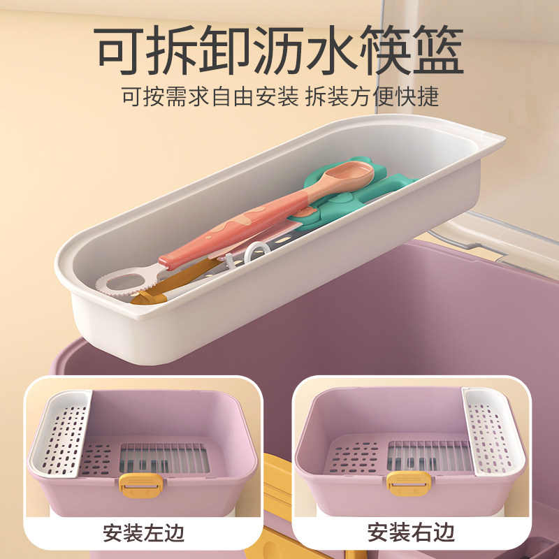 婴儿奶瓶收纳箱沥水架带防尘盖宝宝餐具收纳盒碗筷辅食工具收纳柜