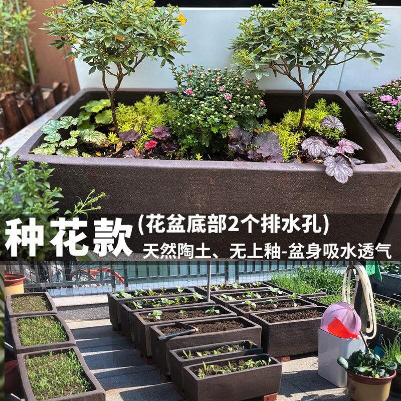 特大号紫砂马槽鱼缸流水石头养鱼花盆种花荷花景室内庭院种花种树
