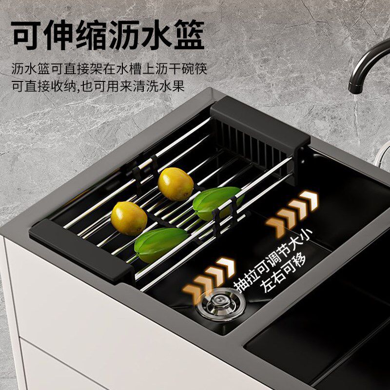 厨房不锈钢洗菜盆一体柜洗碗池大单槽水槽多功能落地式家用简易柜