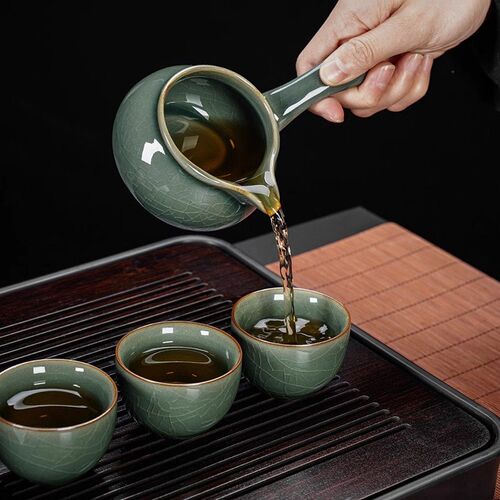 懒人自动功夫茶具2024新款哥窑泡茶壶家用石墨中式茶壶喝茶杯套装