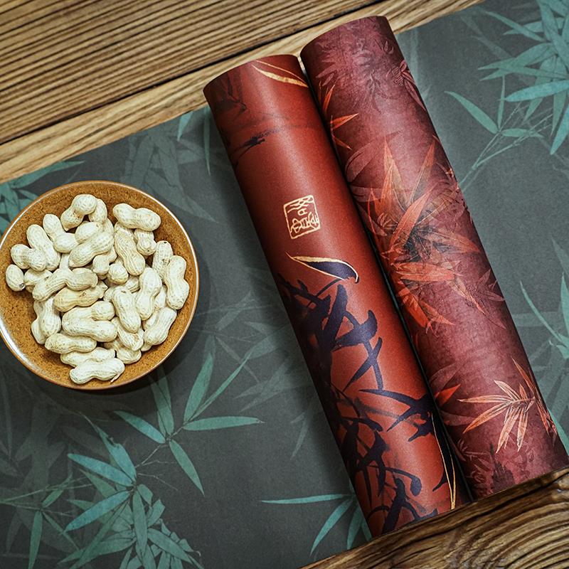新中式防水竹叶茶席长条布艺复合立体绒茶桌垫布轻奢高端桌布茶垫