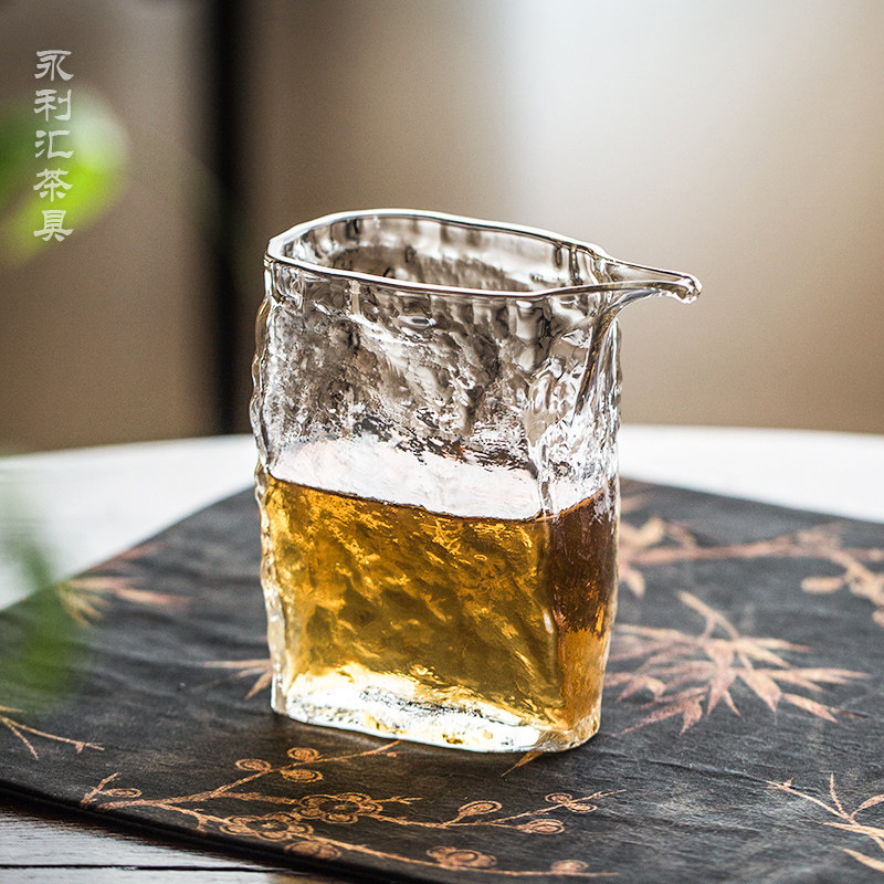 锤纹冰块网红玻璃公道杯小号容量200ml单个分茶器功夫茶茶具配件