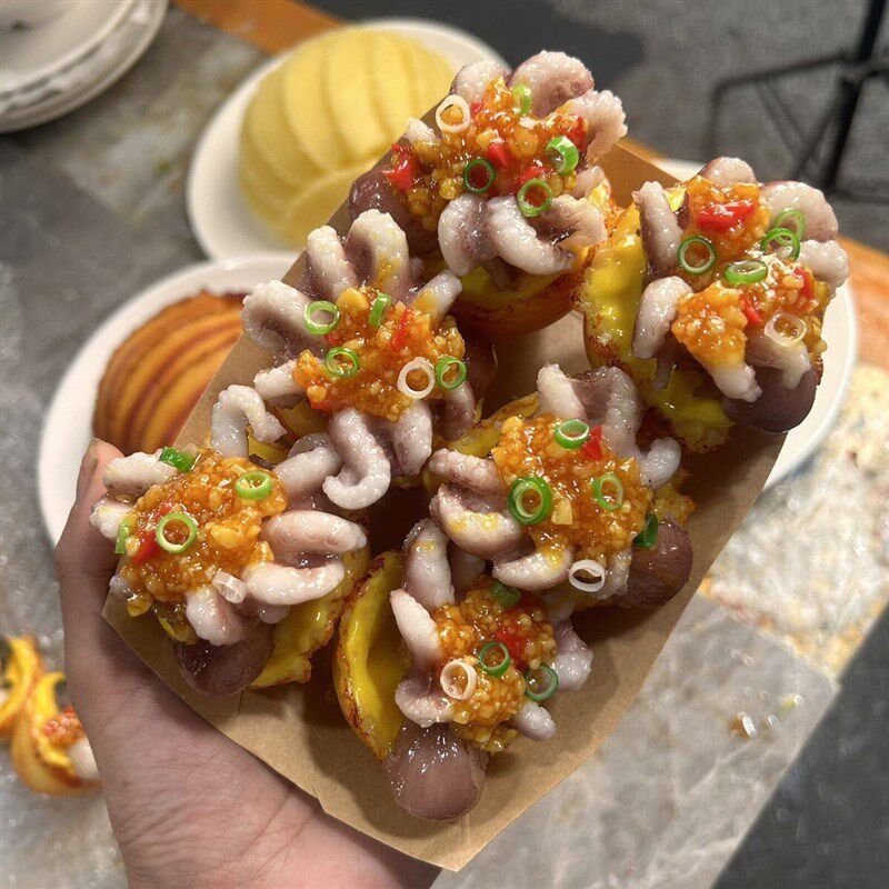 彷真耗蛋烧网红小吃食品食物模型假菜虾蛋烧假章鱼小丸子模具道具