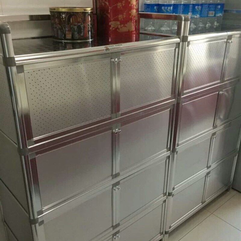 致力加厚组装不锈钢碗柜厨房柜茶水灶台柜铝合金阳台储物柜餐边柜