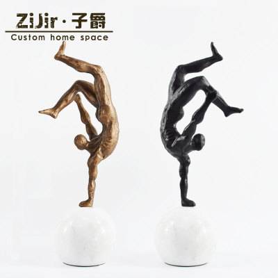 样板房间新中式摆件金属铸铁人物黑古铜色雕塑软装饰品欧式S.X.N