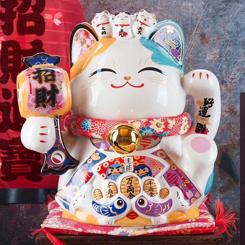 金石工坊特大号存钱罐10寸招财猫摆件储蓄罐陶瓷收纳玄关装饰开业