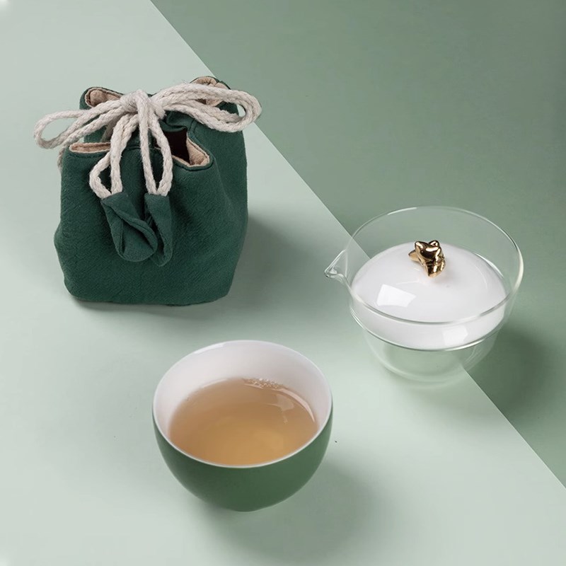 玻璃旅行茶具快客杯户外随身便携式一人饮陶瓷茶具端午节礼品