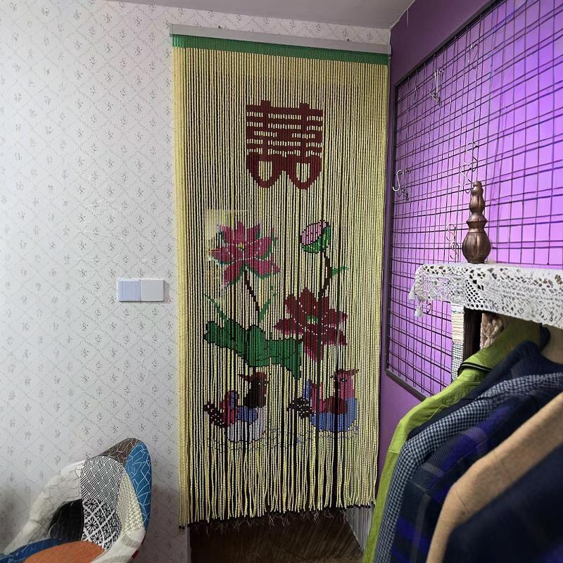 手工亚克力门帘 玄关复古珠帘隔断卫生间挡帘装饰田园风格挂帘屏