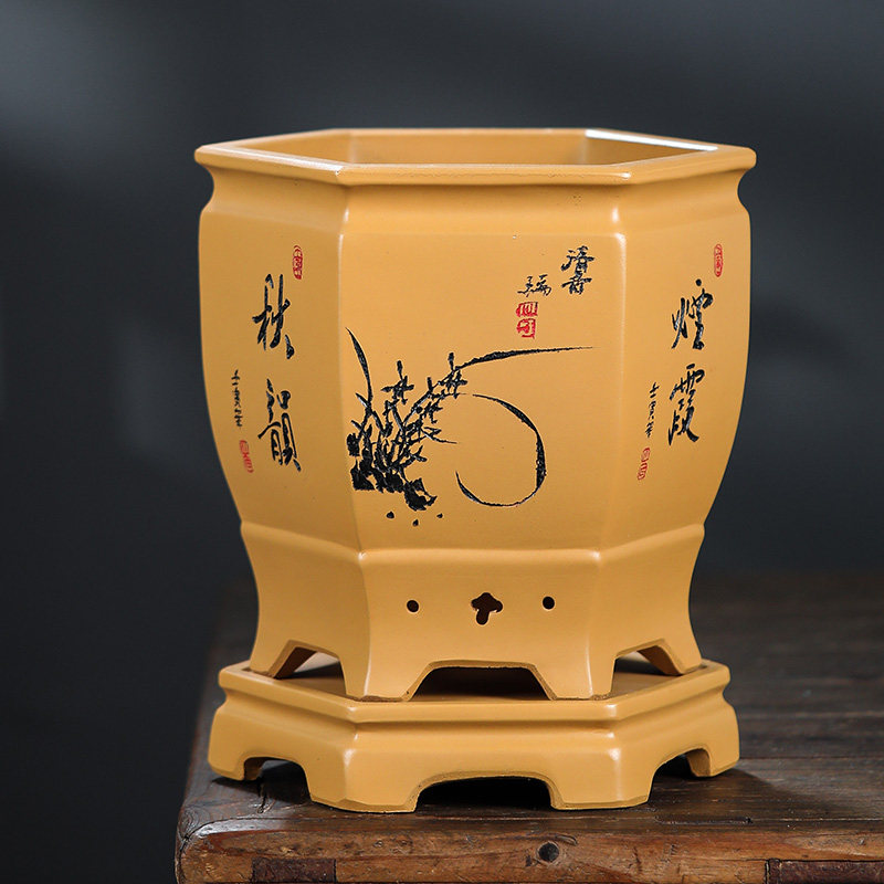 精品紫砂花盆绿植花卉君子兰花盆景吊兰古典室内桌面地面中国风