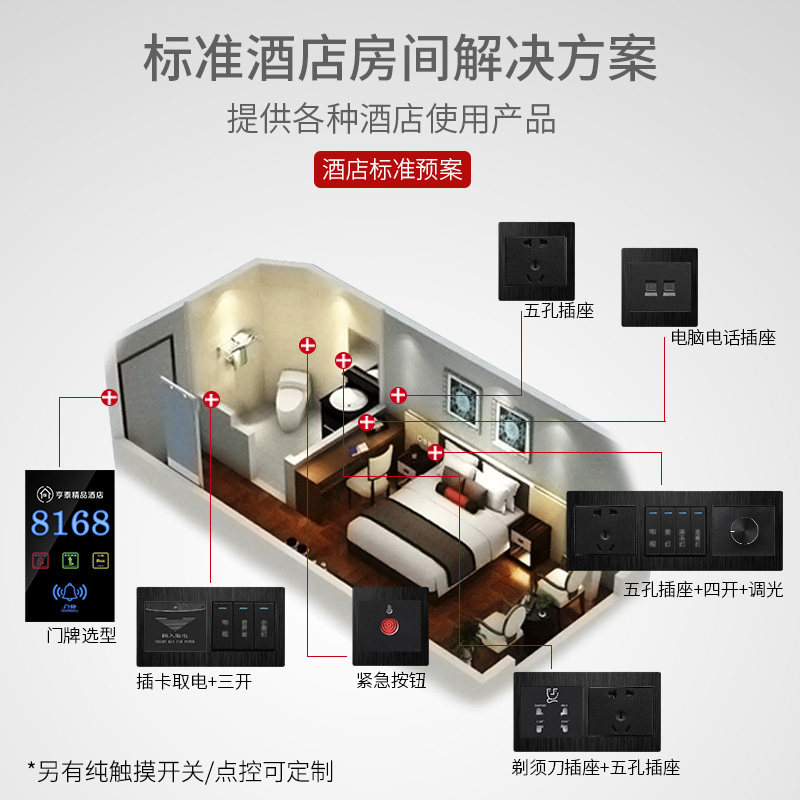 可卡酒店定制客房门显 宾馆发光电子门牌 清理勿扰触摸屏门铃开关