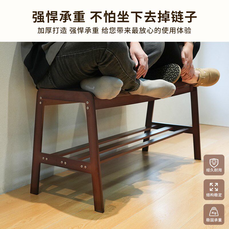 换鞋凳门口家用穿鞋矮凳2025新款入门小型鞋架楠竹玄关一体鞋柜子