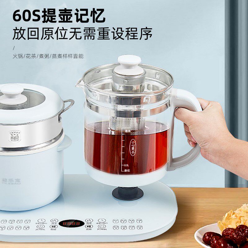 多功能养生壶加厚玻璃花茶壶煮茶器烧水壶火锅炖煮一体二合一套装