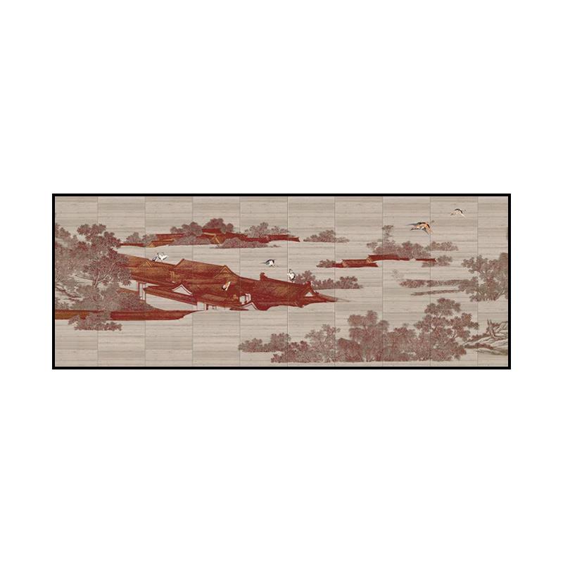 新中式中古画客厅沙发背景墙装饰画横版大尺寸定制浮雕立体挂画