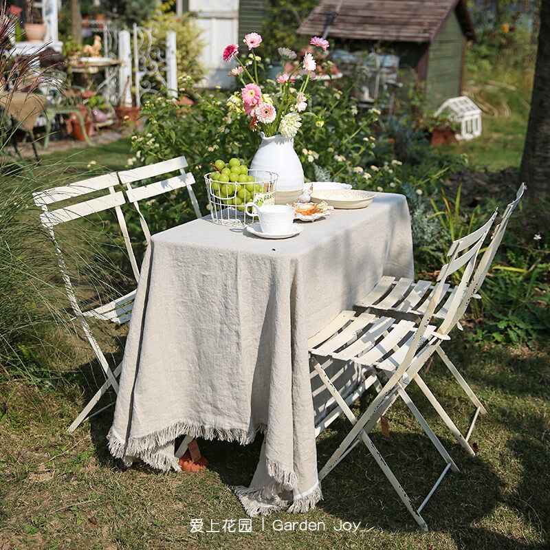 爱上花园丨园艺杂货 铁艺园艺庭院露台 做旧铁皮长方折叠桌子椅子