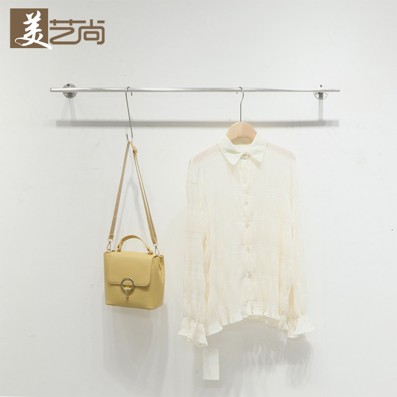 服装店衣服架子墙壁挂衣架不锈钢拉丝银韩版女装店装修设计装饰正