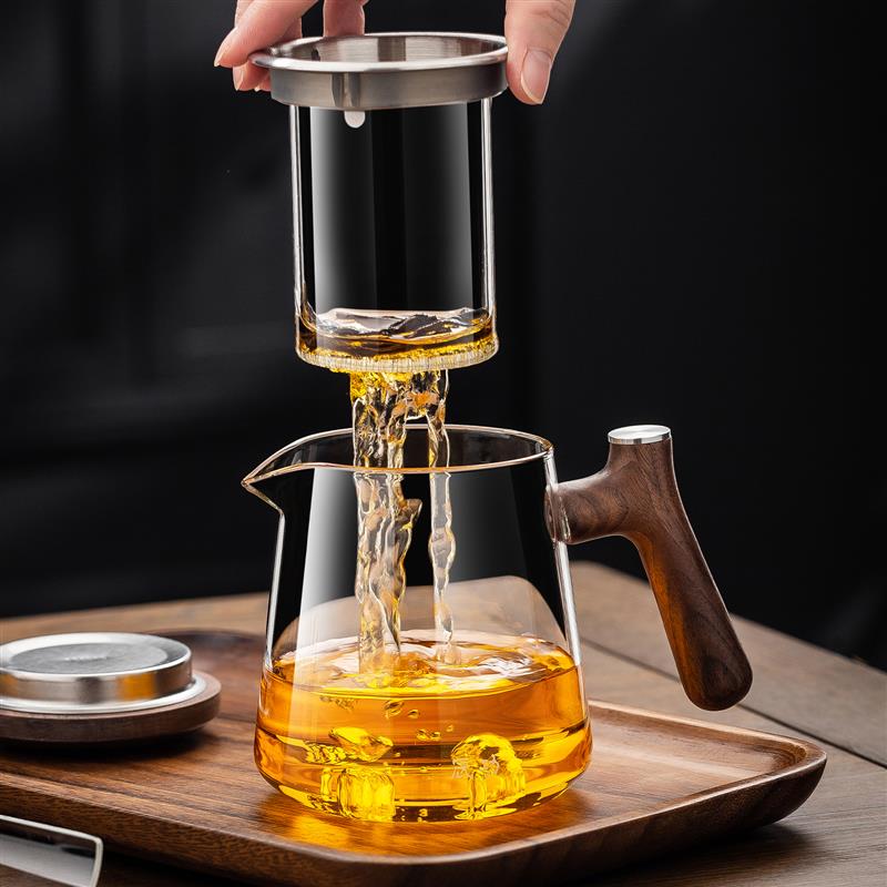 加厚玻璃泡茶杯茶水分离过滤杯家用办公室三件杯鹰嘴红茶杯冲茶器