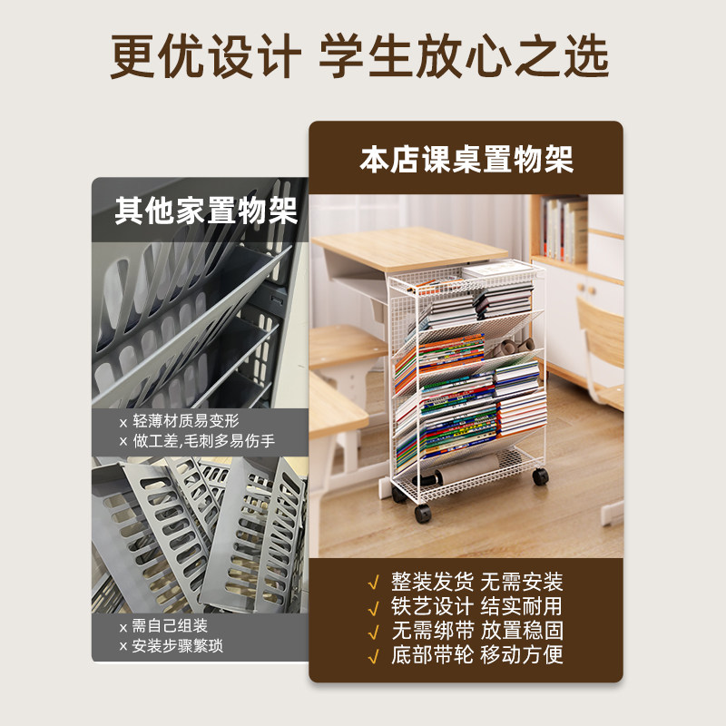 文具收纳柜子侧面抽拉柜办公室桌底下多层储物文件整理置物柜窄柜