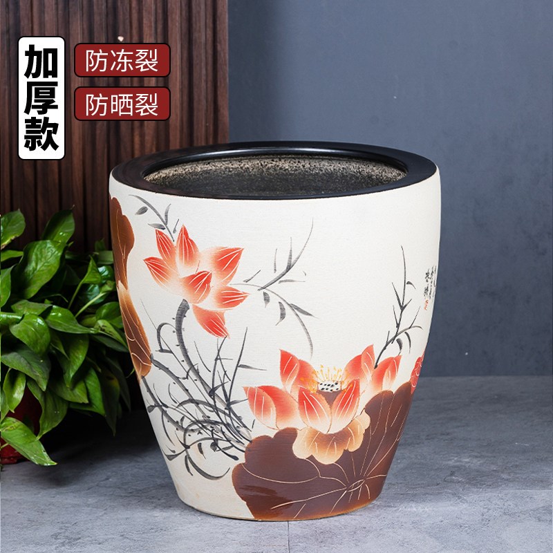 加高陶瓷大缸古法养鱼缸客厅阳台金鱼缸庭院种树养花家用老式水缸