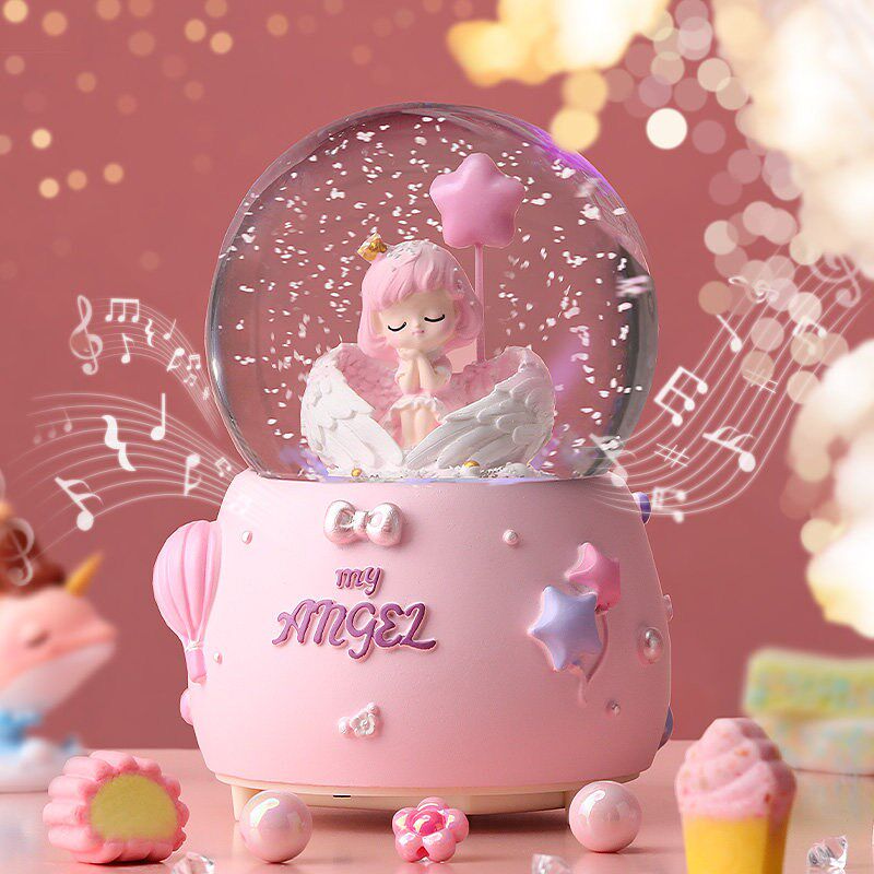 旋转木马水晶球音乐盒八音盒可旋转飘雪女生女孩儿童生日礼物