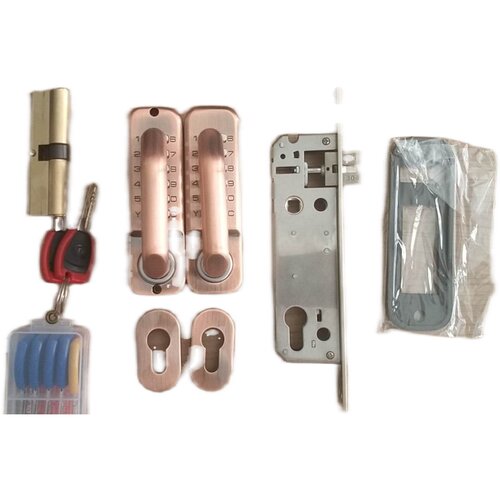 户外防水密码锁庭大门双面钥匙红古铜铝艺双开门锁室外铁艺门专用