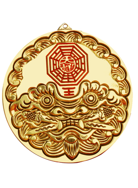黄铜狮咬剑牌虎头八卦兽面铜镜子挂件入户门对门窗户对路冲电楼梯