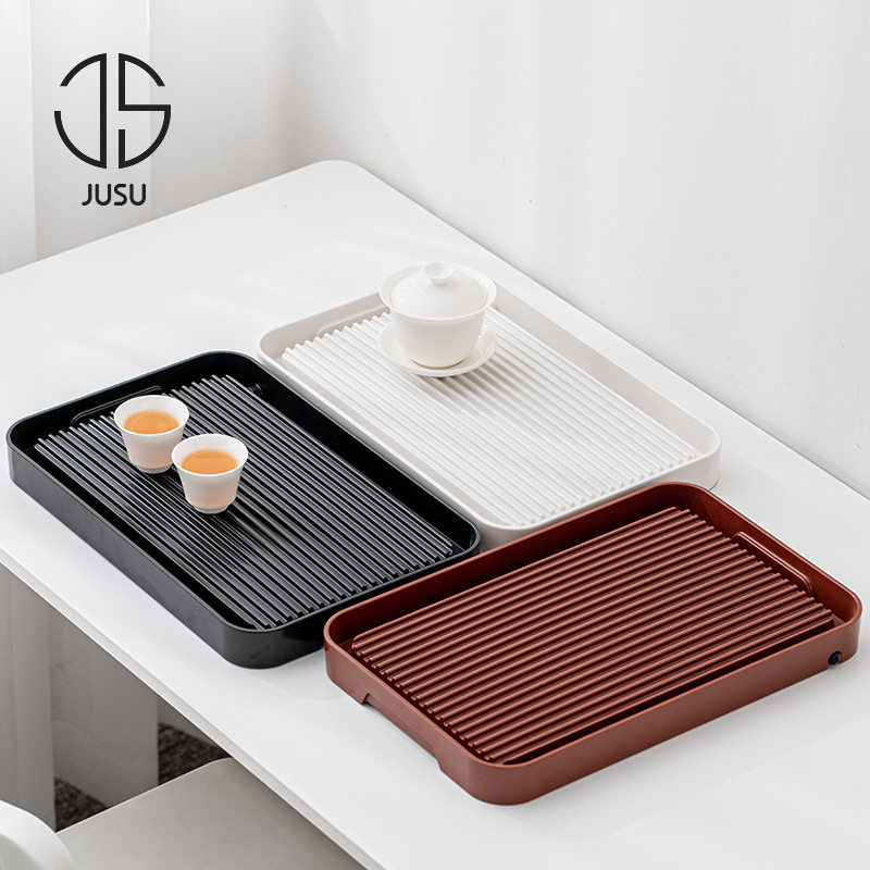 密胺茶盘家用功夫茶具干泡台现代简约塑料储排两用小型沥水盘托盘