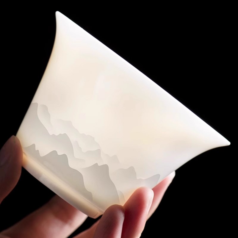 德化白瓷羊脂玉茶具套组盖碗2024新款家用办公室轻奢高档礼盒定制