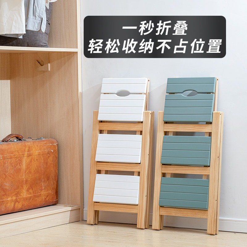 樊北加厚室内折叠花架爬梯台阶全实木梯家用多功能人字折叠梯楼梯