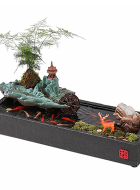 招财循环流水摆件客厅造鱼缸假山水车喷泉盆景装饰生财风水轮转球