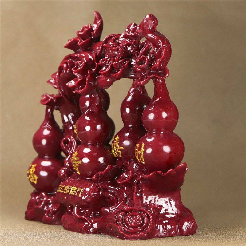 红朱砂福禄寿喜财五福临门葫芦保平安祝福摆件家用装饰品