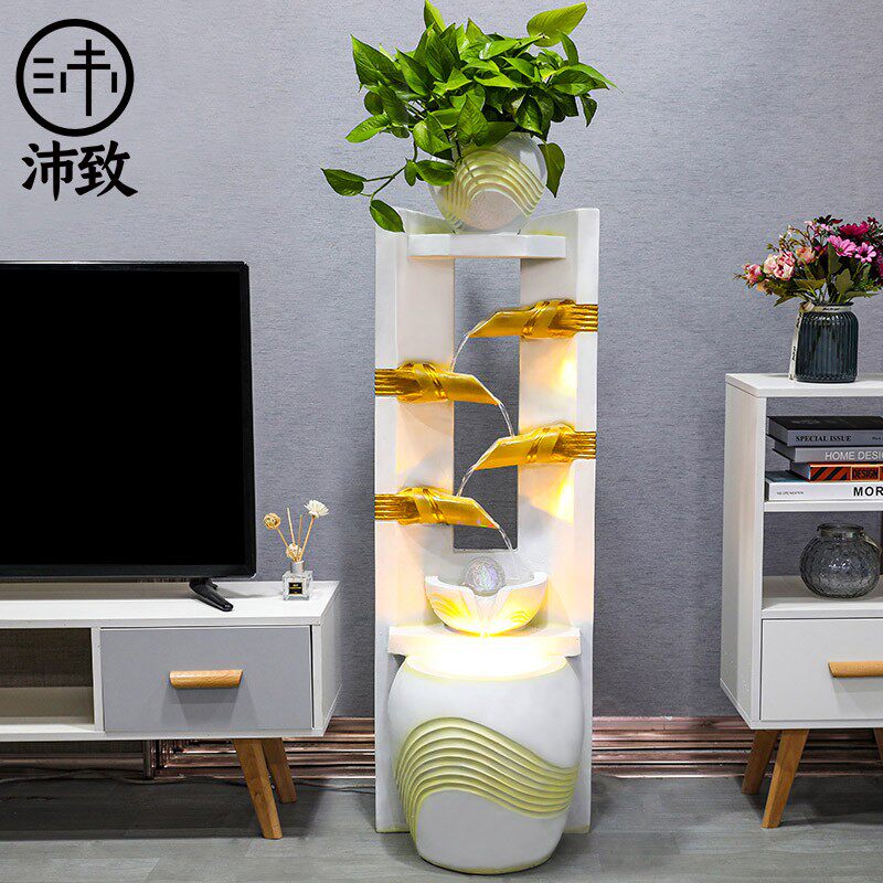 节节高升欧式流水喷泉落地摆件客厅叠水瀑布开业招财水景加湿器