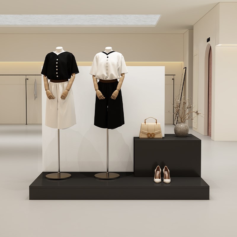 服装店橱窗展示台女装店鞋包陈列柜中岛流水台现代简约模特展示柜