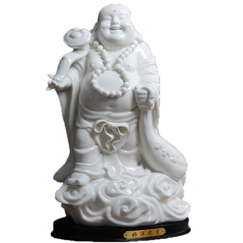 德化陶瓷弥勒佛像摆件招财工艺品客厅家居摆设礼品白瓷器大肚笑佛