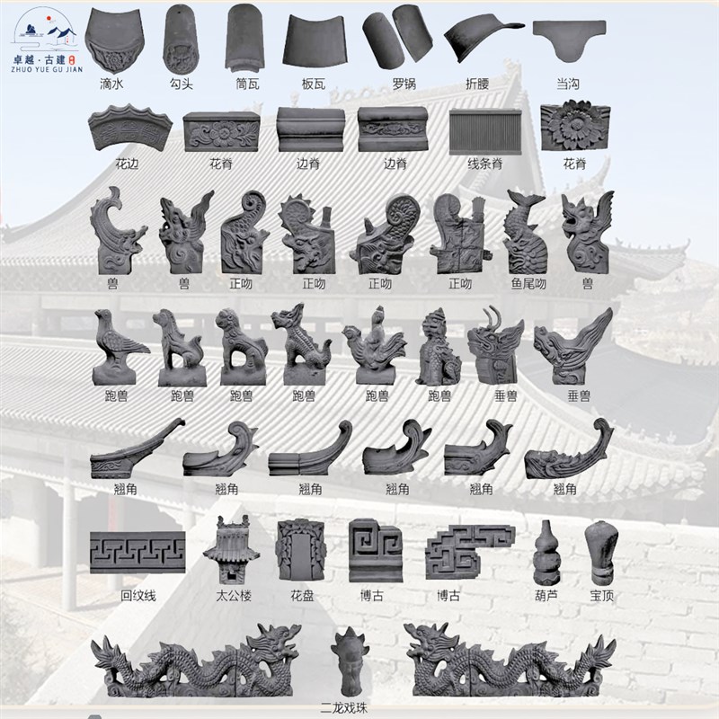仿古小青瓦屋顶瓦片中式四合院灰瓦烧制青瓦围墙瓦徽派板瓦门楼瓦