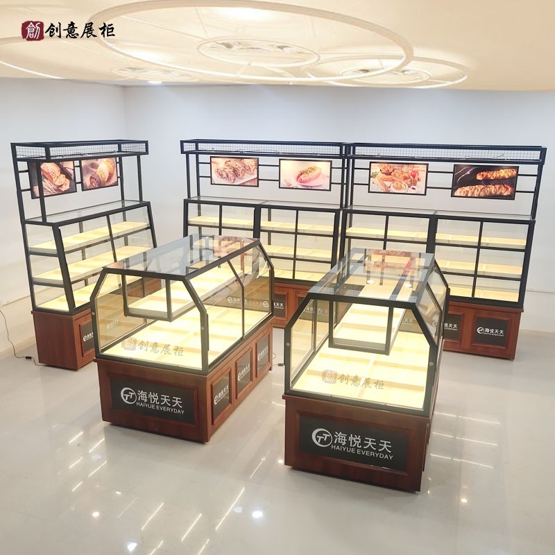 厂家直销蛋糕柜面包柜展示柜中岛柜烘焙店面包店货架商用玻璃移门