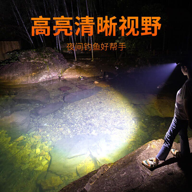 2022新款户外帽夹灯感应钓鱼头灯夜钓强光头戴照明灯防水充电垂钓