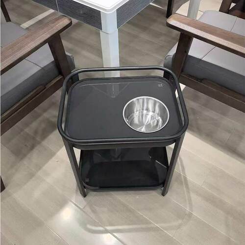 麻将机茶几棋牌室专用小桌子茶水架小边几置物架岩板扇形茶水桌
