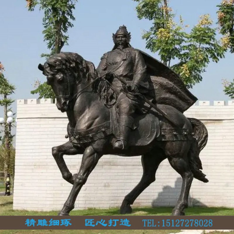 骑马人物铜雕塑定制大型铸铜将军战马雕像玻璃钢西方人物骑马雕像
