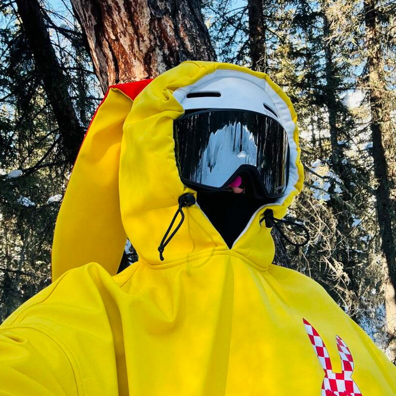 DOOREK可爱风黄色兔耳男女滑雪防水卫衣加绒帽衫单板韩版保暖防风
