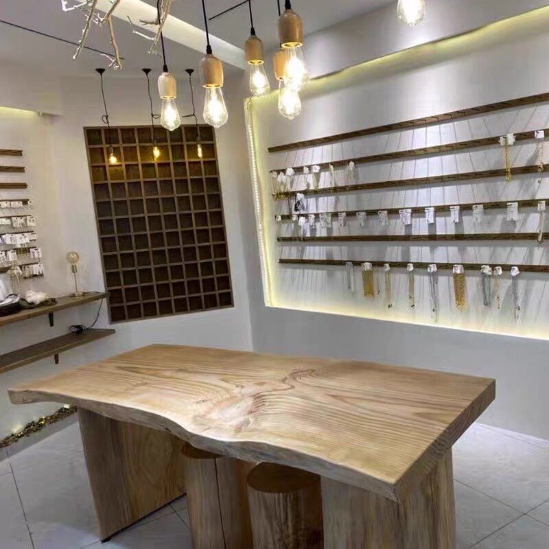 饰品店展示桌中岛流水台服装店实木大板展示台童装店中间摆放桌子