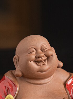 中式精品陶瓷大肚弥勒佛笑佛摆件创意家居玄关博古架办公桌面摆设