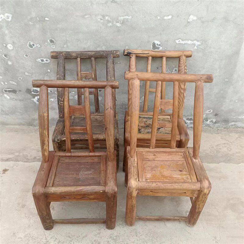 怀旧老物件老式榆木椅子农村小板凳旧家具复古民俗展览馆摆件道具