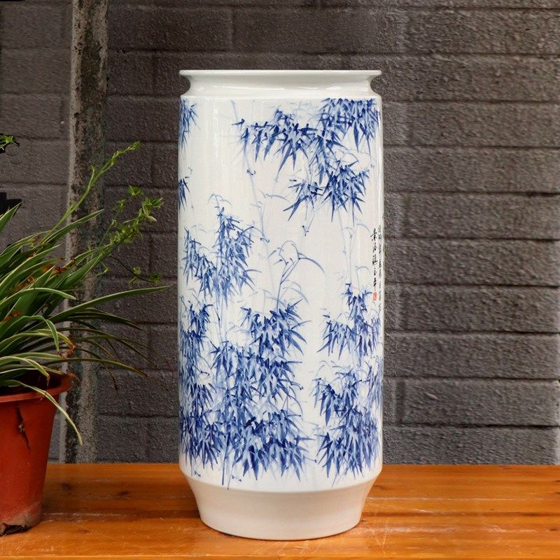 景德镇陶瓷花瓶青花瓷书画筒画轴缸电视柜居家摆件涂玉平大师手绘