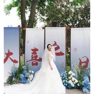 订婚布置装饰背景板吾家有喜婚礼迎宾区回门宴答谢宴场景kt板定制